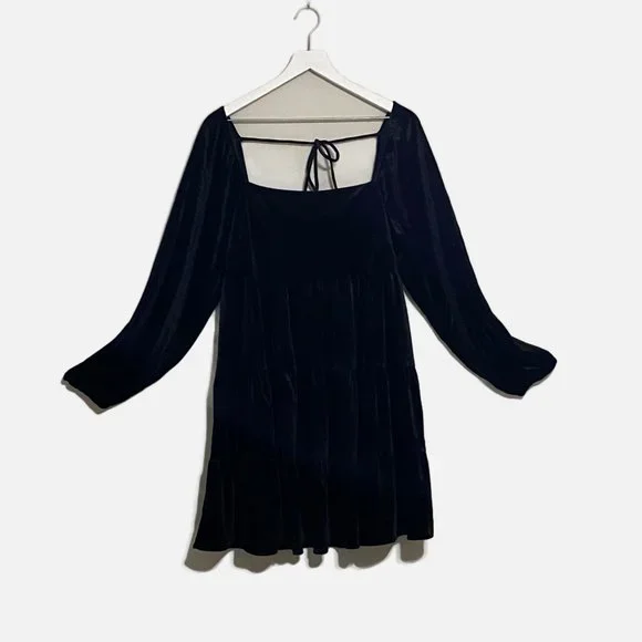 Lucy Paris Melissa Black Velvet Tiered Babydoll Dress - Picture 4 of 16